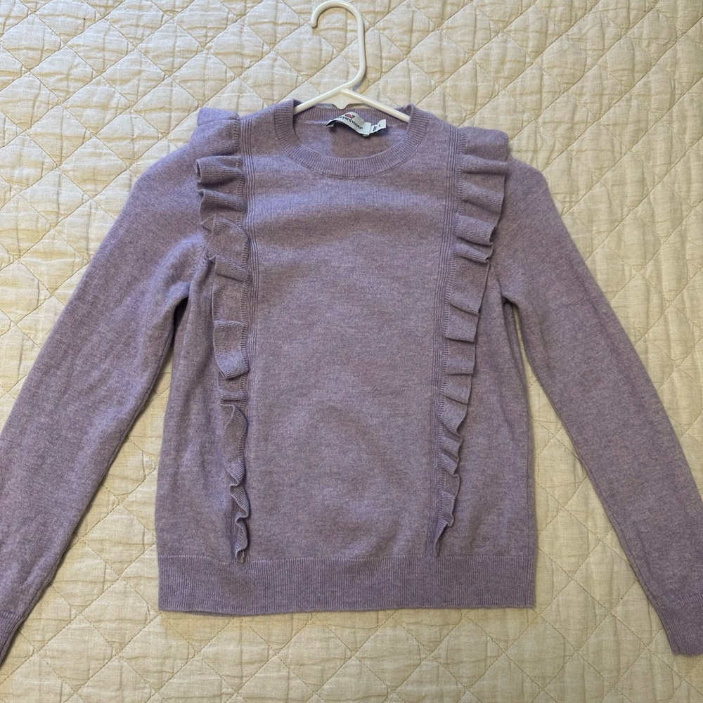 Vineyard Vines Girls’ Purple Ruffle Sweater